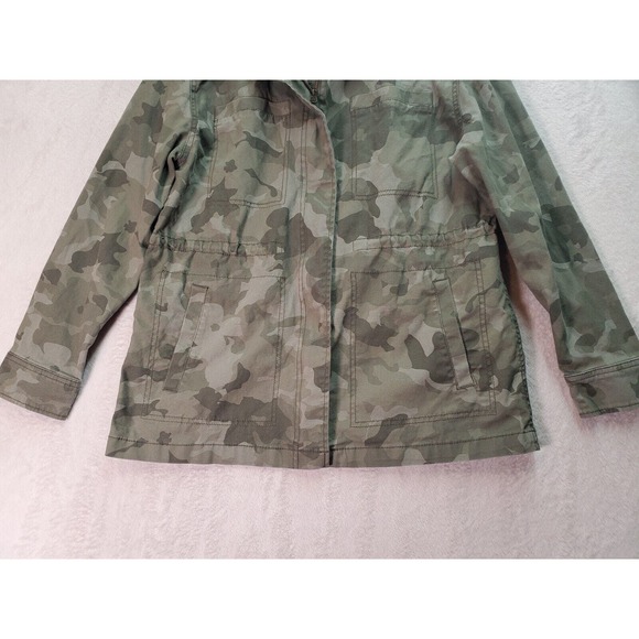 Old Navy‎ Jacket Womens Small Green Camo Print Long Sleeve Collared Button Front - Picture 3 of 10